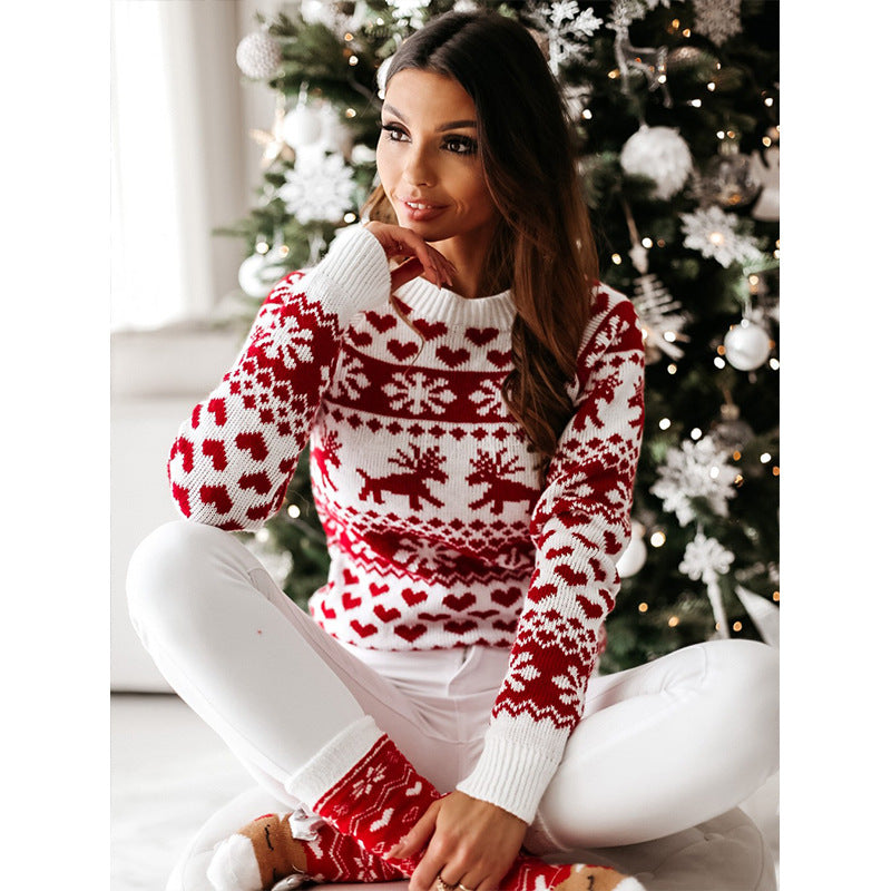 Wholesale Autumn/winter Knitted Christmas Elk Long-sleeved Knitted Sweater